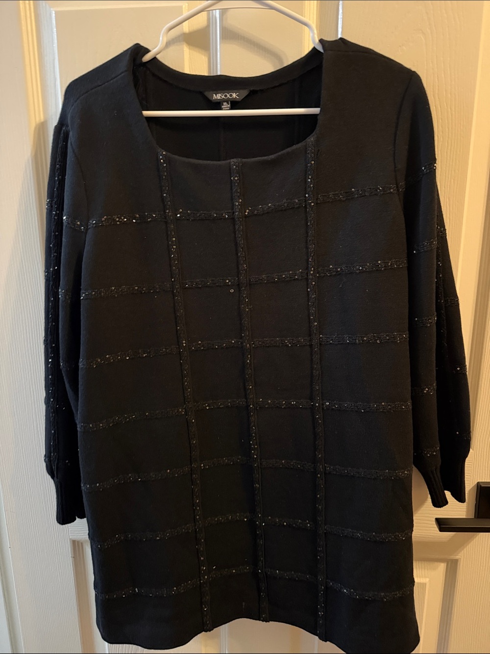 Misook Black Embellished Grid Tunic